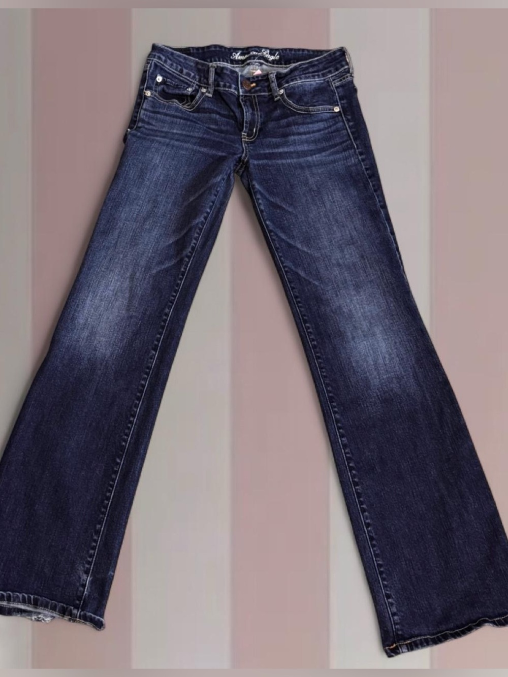 American Eagle navy blue low rise bootcut jeans - Picture 2 of 6